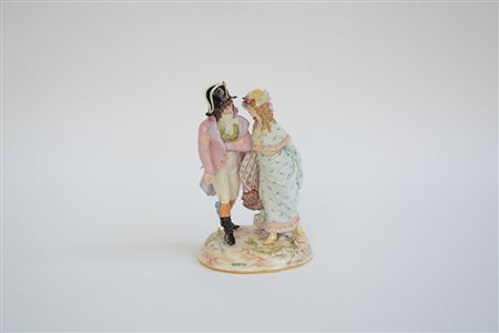 Manifattura di Meissen "Gentiluomo e gentildonna" scultura in porcellana...