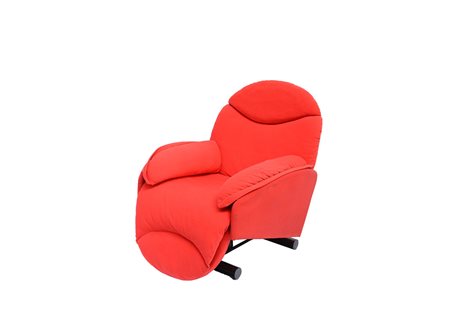 Poltrona da riposo imbottita con struttura in metallo rivestita in tessuto...