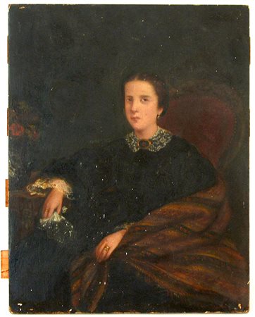 Scuola del secolo XIX, "Ritratto di gentildonna", olio su tavoletta (cm...