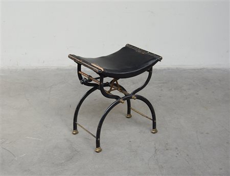 Sgabello da pianoforte regolabile in altezza in metallo laccato nero (difetti)