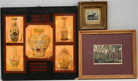 Lotto composto da due incisioni in cornici raffiguranti un cavallo e uno...