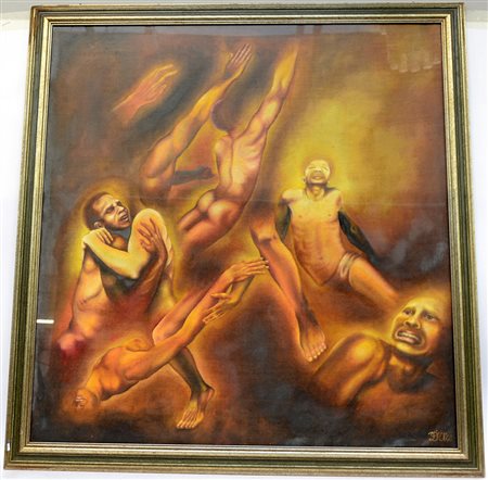 Gianfranco D'AlÚ "Anelito" tecnica mista su tela (cm 106x101) firmato in...