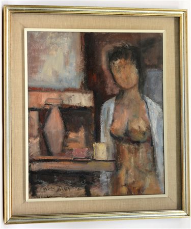 Renato Parlato "Toilette", olio su tela (cm 60x50) firmato e datato 1972 in...