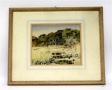 Langley "The sea", acquerello su carta (cm 33x27 circa) firmato in basso a...