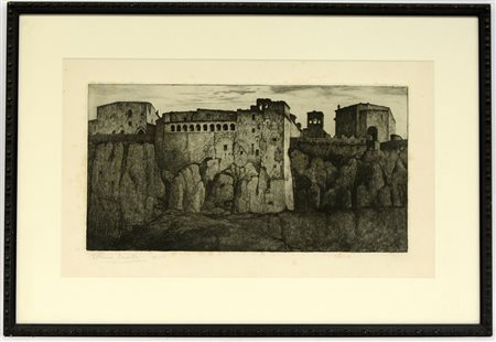Bruno Croatto (Trieste 1875 - Roma 1948) "Orvieto", acquaforte (battuta cm...