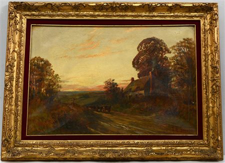 Firma indecifrata, "Paesaggio" olio su tela (cm 51x76) firmato in basso a...