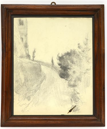 Arturo Rietti (Trieste 1863 - Padova 1943) "Terra", matita su carta (cm 38x30...