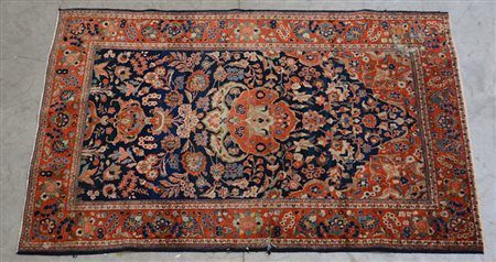 Tappeto preghiera Keshan, Persia sec. XX. Disegno con Mirab a fondo blu...