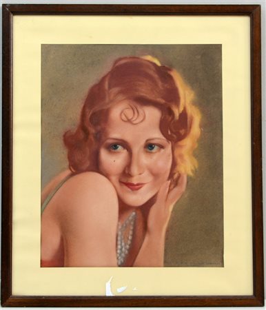 De Pellegrini B. "Ritratto di ragazza", pastelli su carta (cm 42x35) firmato...