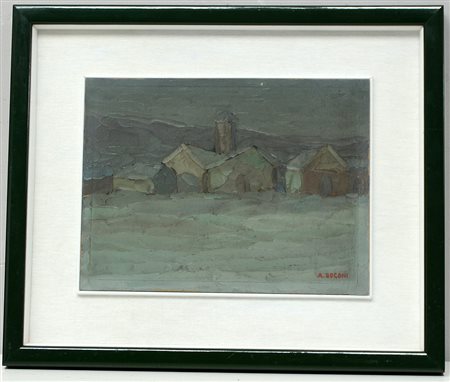 Bogoni A. "Paesaggio", olio su tavola (cm 24,5x33) firmato in basso a destra,...