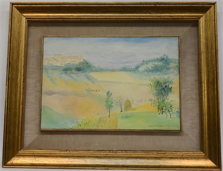 Umberto Lilloni (Milano 1898 - 1980) "Sole d'ottobre a Chianciano", olio su...