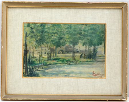 Bellini "Parco delle Rimembranze di Lambrate", olio su compensato (cm 20x30)...