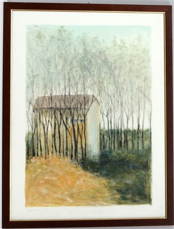 Monti "Casolare", tecnica mista su cartoncino (cm 76x56) firmato e datato...