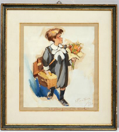 Daniele Fontana "Il primo giorno di scuola", tecnica mista su carta (cm...