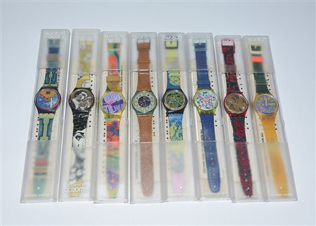 Lotto composto da otto orologi da polso di marca Swatch, meccanismo al...