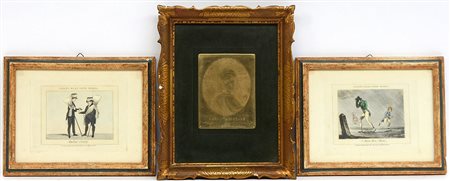 Lotto composto da una coppia di stampe a colori ed una lastra per incisioni,...