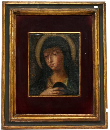 Ignoto "Madonna" olio su tela (cm 30x24) in cornice (difetti)