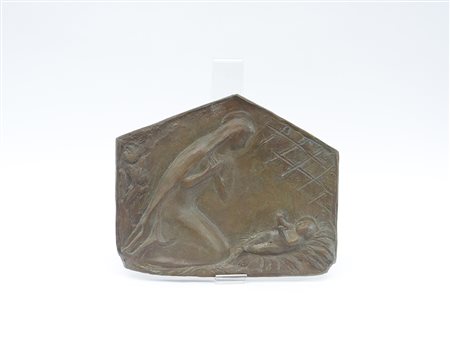 Radaeli "Maternità" placca in bronzo firmata in basso a destra (cm 30x36)