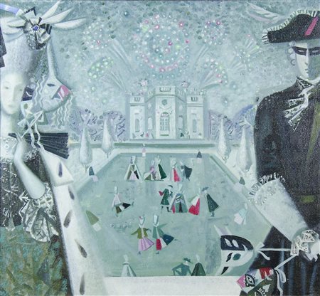 Pittore del '900 "Mascherata" cm. 55x60 - olio su tela