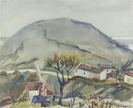 Giovanni Giordani 1884-1969 "Paesaggio" cm. 50x60 - acquerello su carta...