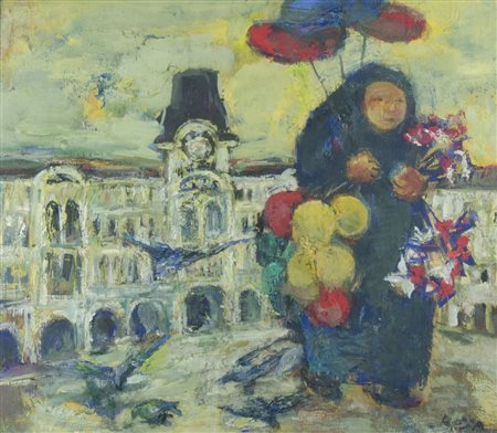 Frida De Reya 1898-1982 "Aria di Trieste" cm. 42x49 - olio su compensato...