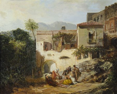 Wilhelm Gottfried 1828-1884 "Venditore di tappeti" cm. 31x38 - olio su tela...