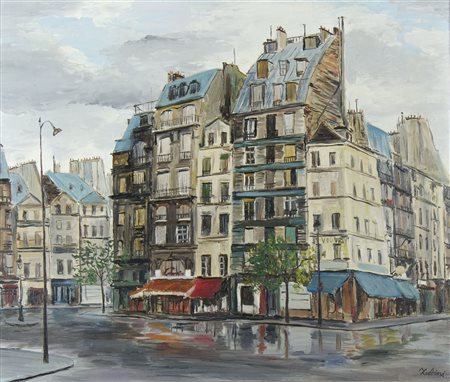 Fabio Zubini 1926-2014 "Centro città" cm. 40x50 - olio su tela Firmato b. a d.