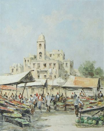 Roberto Marcello Baldessari 1894-1965 "Al mercato" cm. 50x40 - olio su tela...