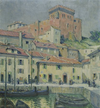Rudolf Gonner Bad Nuestadt 1872-1926 "Il Mandracchio di Muggia e il Castello"...