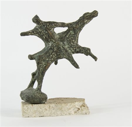 Oreste Dequel Capodistria 1923-Roma 1985 "A cavallo" h. tot cm. 31 - scultura...