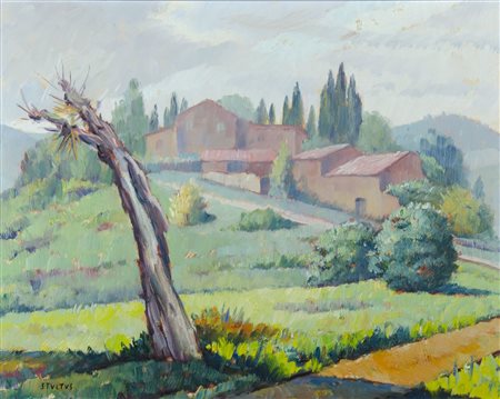 Dyalma Stultus 1901-1977 "Sicelle chiantigiano, Siena" cm. 40x50 - olio su...
