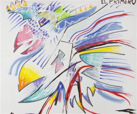 El Primero "Colori volanti" cm. 70x80 - tecnica mista Firmato alto a d.