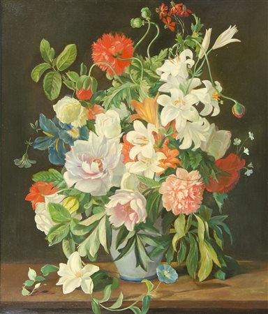 Dominique Rozier 1840-1901 "Mazzo di fiori" cm. 65x55 - olio su tela foderata...