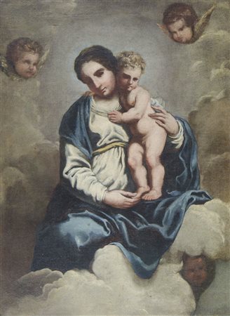 Maestro del XVII secolo "Madonna con bambino" cm. 72x52 - olio su tela...