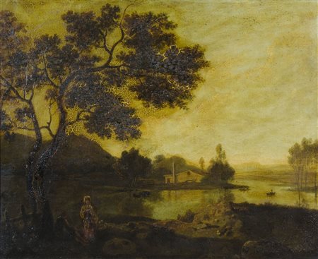 Maestro inglese del XVIII secolo da Richard Wilson "Paesaggio con case" cm....