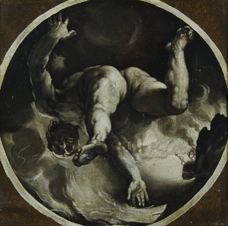 Jan Van den Bergh 1588-1645 "La caduta di Fetonte" cm. 33x33 - olio su tela...