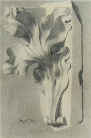 Alfeo Argentieri 1878-1955 "Studio per foglia d'acanto" cm. 46x30 - disegno a...