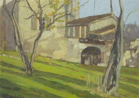 Pittore del '900 "Casolare" cm. 21x29 - olio su tavola