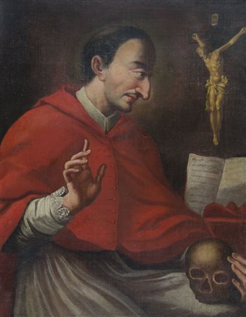 Maestro lombardo del XVIII secolo "Santo" cm. 77x60 - olio su tela foderata