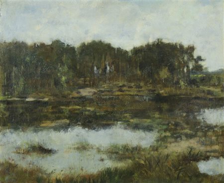 Pittore del '900 "Paesaggio e palude" cm. 50x60 - olio su tela
