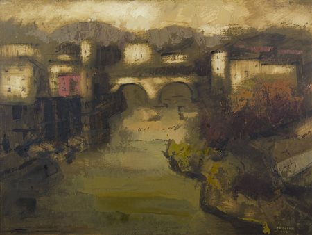 Celso Maggio Andreani 1909-1994 "Vapro d'Adda" cm. 60x80 - olio su tela...