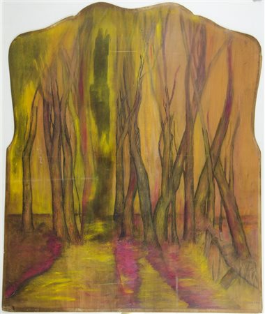 Dossena "Viale alberato" cm. 100x80 - tecnica mista su compensato (formato...