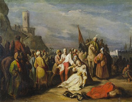 Maestro veneto del XIX secolo "I Turchi che condannano a morte Marcantonio...