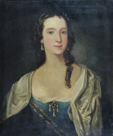 Maestro inglese del XVIII secolo "Gentildonna" cm. 60x50 - olio su tela foderata