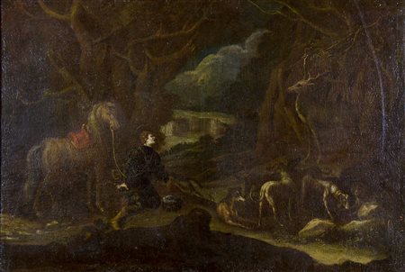 Maestro genovese del XVII secolo "Scena mitologica" cm. 64x95 - olio su tela...
