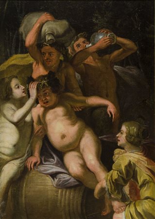 Maestro del XVII secolo "Baccanale" cm. 75x52 - olio su tela foderata