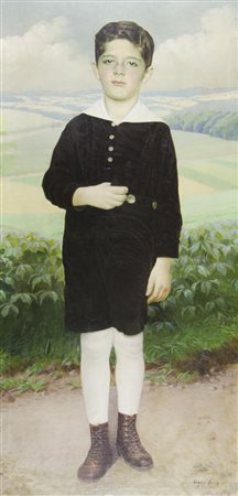 Eugen Spiro 1874-1972 "Ragazzino" cm. 120x60 - olio su tela Firmato b. a d.