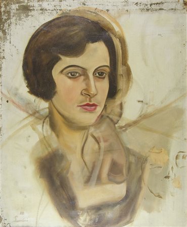 Mario Lomini 1887-1942 "Riflesso" cm. 73x60 - olio su tela (difetti) Firmato...