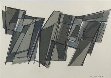 Nino Perizi Trieste 1917-1994 "Ringhiera" cm. 35x49 - acquerello su carta...