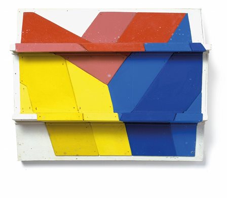 GINO GANDINI (1912-2001) Costruzione policroma 1966legno modellato dipinto cm...